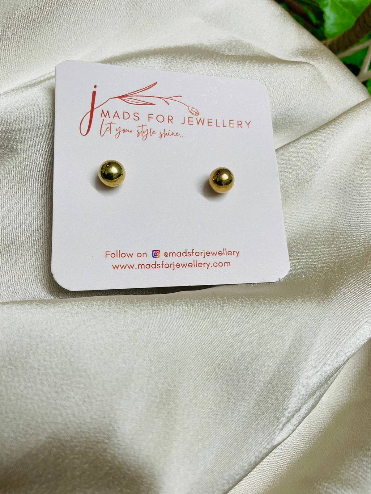 Golden Sphere Stud Earrings