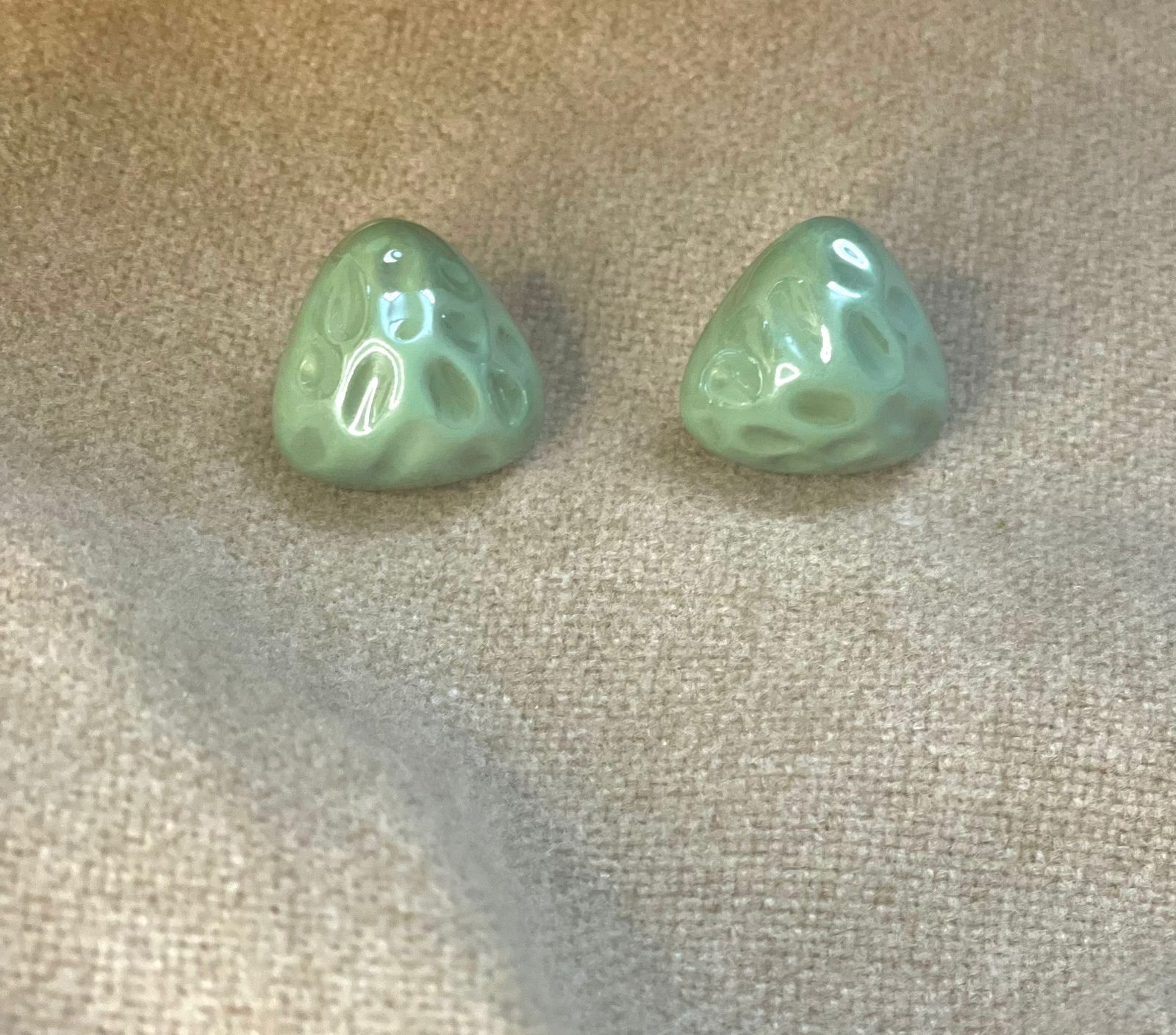 Green Jade Triangle Studs