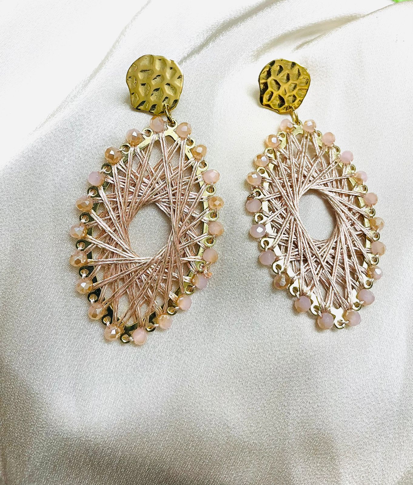 Pink Beaded Wired Earrings